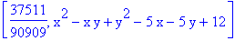 [37511/90909, x^2-x*y+y^2-5*x-5*y+12]